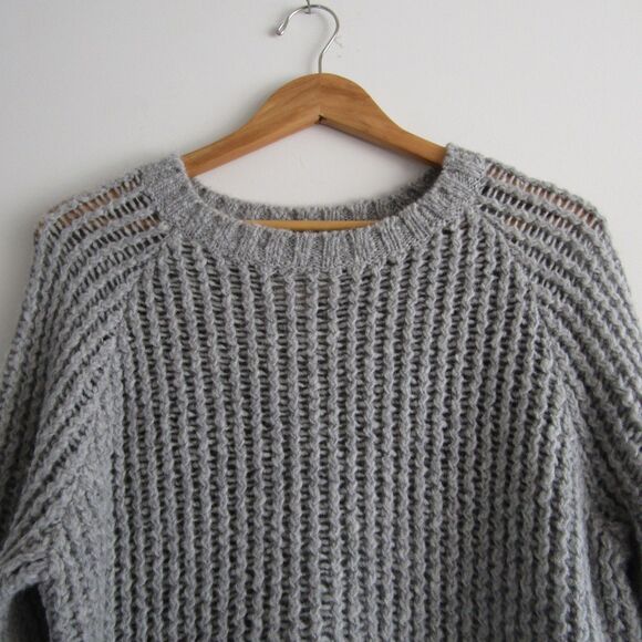 Current Elliott Women's Sweater 2 Gray Alpaca Wool Chunky Cozy Capsule Wardrobe - Picture 2 of 10